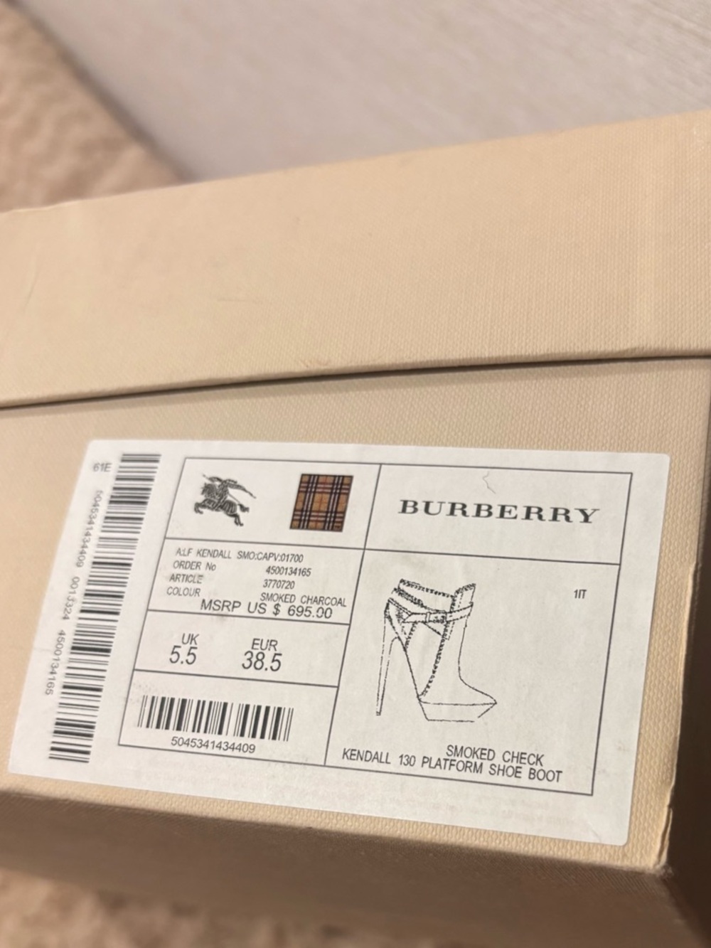 Burberry Charcoal Grey High-Heel Ankle Boots with Wrap Strap - Picture 2 of 5